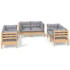 Image de vidaXL - 6-delige - Loungeset - met - grijze - kussens - grenenhout
