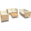 Image de vidaXL - 7-delige - Loungeset - met - crèmekleurige - kussens - massief - grenenhout