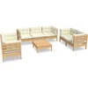 Image de vidaXL - 8-delige - Loungeset - met - crèmekleurige - kussens - massief - grenenhout