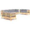 Image de vidaXL - 8-delige - Loungeset - met - grijze - kussens - grenenhout