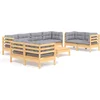 Image de vidaXL - 9-delige - Loungeset - met - grijze - kussens - massief - grenenhout