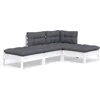 Image de vidaXL - 4-delige - Loungeset - met - kussens - massief - grenenhout
