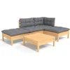 Image de vidaXL - 5-delige - Loungeset - met - grijze - kussens - grenenhout