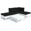 Image de vidaXL - 5-delige - Loungeset - met - kussens - grenenhout - wit