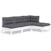 Image de vidaXL - 4-delige - Loungeset - met - kussens - grenenhout - wit