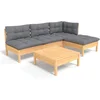Image de vidaXL - 5-delige - Loungeset - met - grijze - kussens - grenenhout