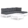 Image de vidaXL - 5-delige - Loungeset - met - kussens - grenenhout - wit