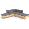 Image de vidaXL - 5-delige - Loungeset - met - grijze - kussens - grenenhout