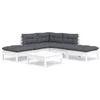 Image de vidaXL - 6-delige - Loungeset - met - kussens - grenenhout - wit