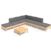 Image de vidaXL - 8-delige - Loungeset - met - grijze - kussens - grenenhout