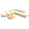 Image de vidaXL - 8-delige - Loungeset - met - crèmekleurige - kussens - grenenhout