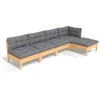 Image de vidaXL - 5-delige - Loungeset - met - grijze - kussens - grenenhout