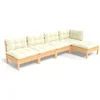 Image de vidaXL - 5-delige - Loungeset - met - crèmekleurige - kussens - grenenhout