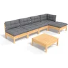 Image de vidaXL - 6-delige - Loungeset - met - grijze - kussens - grenenhout