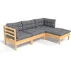Image de vidaXL - 4-delige - Loungeset - met - grijze - kussens - grenenhout