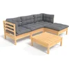 Image de vidaXL - 5-delige - Loungeset - met - grijze - kussens - grenenhout