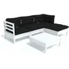 Image de vidaXL - 5-delige - Loungeset - met - kussens - grenenhout - wit