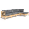 Image de vidaXL - 5-delige - Loungeset - met - grijze - kussens - grenenhout