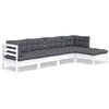 Image de vidaXL - 5-delige - Loungeset - met - kussens - grenenhout - wit
