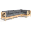 Image de vidaXL - 5-delige - Loungeset - met - grijze - kussens - grenenhout