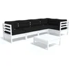 Image de vidaXL - 6-delige - Loungeset - met - kussens - grenenhout - wit