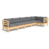 Image de vidaXL - 6-delige - Loungeset - met - grijze - kussens - grenenhout