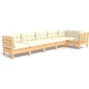 Image de vidaXL - 6-delige - Loungeset - met - crèmekleurige - kussens - grenenhout
