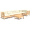 Image de vidaXL - 7-delige - Loungeset - met - crèmekleurige - kussens - grenenhout