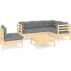 Image de vidaXL - 6-delige - Loungeset - met - grijze - kussens - grenenhout