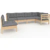 Image de vidaXL - 6-delige - Loungeset - met - grijze - kussens - grenenhout