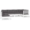 Image de vidaXL - 6-delige - Loungeset - met - kussens - grenenhout - wit