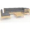 Image de vidaXL - 7-delige - Loungeset - met - grijze - kussens - grenenhout