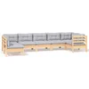 Image de vidaXL - 7-delige - Loungeset - met - grijze - kussens - grenenhout