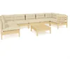 Image de vidaXL - 8-delige - Loungeset - met - crèmekleurige - kussens - grenenhout