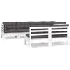 Image de vidaXL - 7-delige - Loungeset - met - kussens - massief - grenenhout - wit