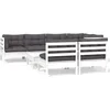 Image de vidaXL - 8-delige - Loungeset - met - kussens - massief - grenenhout - wit