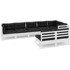 Image de vidaXL - 8-delige - Loungeset - met - kussens - massief - grenenhout - wit