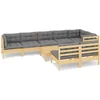 Image de vidaXL - 9-delige - Loungeset - met - grijze - kussens - massief - grenenhout