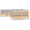 Image de vidaXL - 7-delige - Loungeset - met - grijze - kussens - massief - grenenhout
