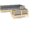 Image de vidaXL - 8-delige - Loungeset - met - grijze - kussens - massief - grenenhout