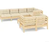 Image de vidaXL - 8-delige - Loungeset - met - crèmekleurige - kussens - massief - grenenhout