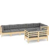 Image de vidaXL - 8-delige - Loungeset - met - grijze - kussens - massief - grenenhout