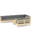 Image de vidaXL - 9-delige - Loungeset - met - grijze - kussens - massief - grenenhout