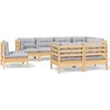 Image de vidaXL - 8-delige - Loungeset - met - grijze - kussens - massief - grenenhout