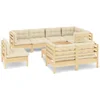 Image de vidaXL - 9-delige - Loungeset - met - crèmekleurige - kussens - massief - grenenhout