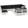 Image de vidaXL - 10-delige - Loungeset - met - kussens - massief - grenenhout - wit