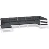 Image de vidaXL - 7-delige - Loungeset - met - kussens - massief - grenenhout - wit