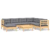 Image de vidaXL - 8-delige - Loungeset - met - grijze - kussens - massief - grenenhout