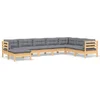 Image de vidaXL - 8-delige - Loungeset - met - grijze - kussens - grenenhout