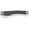 Image de vidaXL - 8-delige - Loungeset - met - kussens - massief - grenenhout - wit